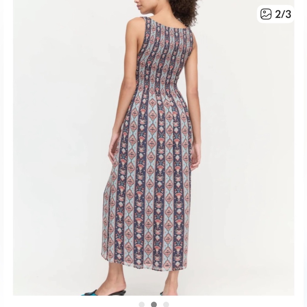 Hill House Maxi Skirt Dress in Navy Blue and Pink Pattern